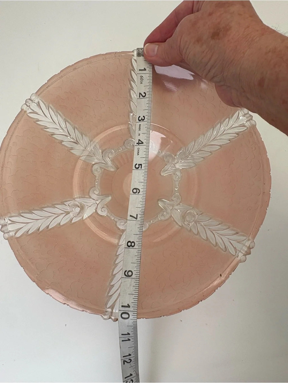 Vintage Art Nouveau Pink Art Glass Light Fixture with White Relief Accents - Picture 10 of 11
